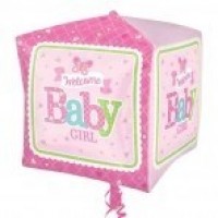 GLOBO 15 FORMA CUBO BABY GIRL MARIPOSA