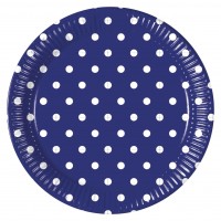  8 PLATOS COL  AZUL TOPO BLANCO 23CM