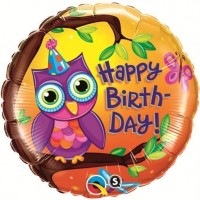 $D GLOBO 18" FOIL BUHO HAPPY BIRTHDAY