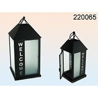   FAROL DE METAL NEGRO WELCOME 32CM