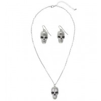   COLLAR PENDIENTES  CALAVERA PLATA