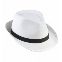 SOMBRERO GANSTER FIELTRO BLANCO C/NEGRA