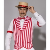 CHALECO BARBERO T-UNICA RAYAS ROJAS Y BL
