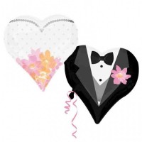 GLOBO 30" FOIL CORAZON TRAJE NOVIOS