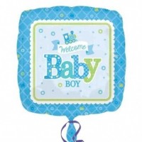 GLOBO 18" FOIL CUADR. WELCOME BABY BOY