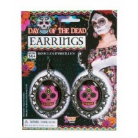 PAR PENDINTES CALAVERA COLOR ROSAS