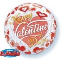 $D GLOBO 22" BURBUJA HAPPY VALENTINE DAY