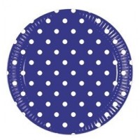   10 PLATOS  AZUL TOPO BLANCOS 20CM