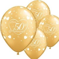 $D 6 GLOBOS 11" LATEX 50 ANIVERSARIO ORO