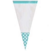 PAQ.10/U BOLSA CONO TOPOS CELESTE 24CM