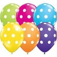 6 GLOBOS 11" LATEX TOPOS BLANCO COL.SUR.