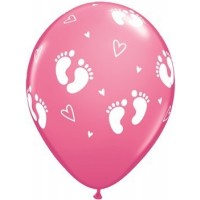 6 GLOBOS 11" LATEX PIES BABY ROSA