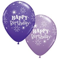 25 GLOBOS 11" LATEX H.BDAY ESTRELLA LILA