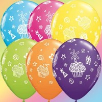 25 GLOBOS 11" LATEX  CUPCAKES COL.SUR.