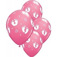 25 GLOBOS 11" LATEX ROSADO PIES BABY