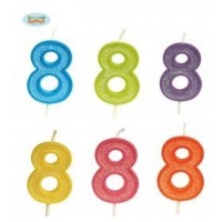 $D VELA GLITTER N8 COLORES SURTIDO 4CM