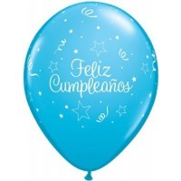 25 GLOBOS 11" LATEX FELIZ CUMPLE CELEST