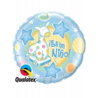 GLOBO 9" PALO FOIL JIRAFA ES UN NIÑO