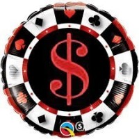 $D GLOBO 18" FOIL RND SIMBOLO DOLAR CASI