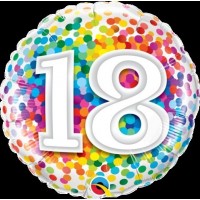 GLOBO 18" FOIL RND N18 RAINBOW CONFETI
