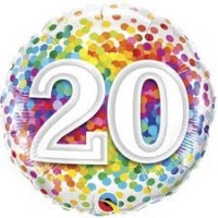 GLOBO 18" FOIL RND N20 RAINBOW CONFETI