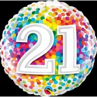 GLOBO 18" FOIL RND N21 RAINBOW CONFETI
