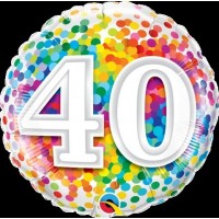 GLOBO 18" FOIL RND N30 RAINBOW CONFETI