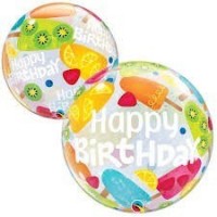 $D GLOBO 22" BURBUJA  BIRTHDAY HELADOS