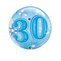 $D GLOBO 22" BURBUJA N30 ESTRELLAS AZUL