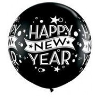 $D 2 GLOBOS JUMBO 3FT NEW YEAR NEGRO