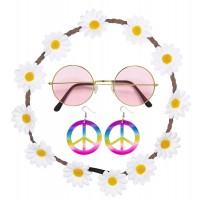 SET HIPPIE CINTA PELO GAFAS PENDIEN
