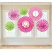 6 FAROLES DISEÑO COMUNION ROSA Y VERDE