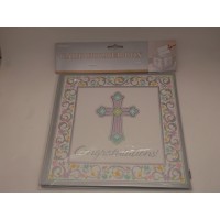 CAJA SOBRE REGALO COMUNION CRUZ PLATA