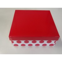 CAJA TOPOS ROJOS GRANDES 17,5X17,5X6,5CM