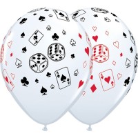 25 GLOBOS 11" LATEX BLANCO CASINO