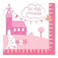   16 SERVILLETAS COMUNION ROSA 33CM