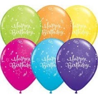 50 GLOBOS 11" LATEX H.BDAY COL.SUR.