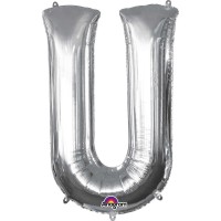   GLOBO 33" FOIL LETRA U METAL PLATA