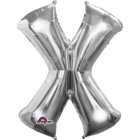   GLOBO 35" FOIL LETRA X METAL PLATA