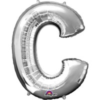   GLOBO 32" FOIL LETRA C METAL PLATA