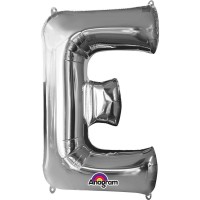   GLOBO 32" FOIL LETRA E METAL PLATA