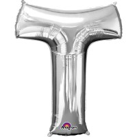   GLOBO 32" FOIL LETRA T METAL PLATA