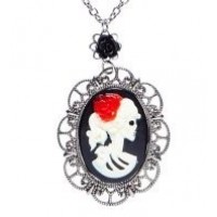 COLLAR CAMAFEO CALAVERA C/ROSA