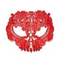 ANTIFAZ ENCAJE ROJO CALAVERA C/STRAS