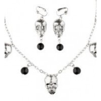   COLLAR PENDIENTES CALAVERA PLATA