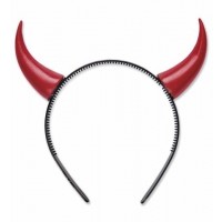 DIADEMA PVC  CUERNOS DIABLO ROJO