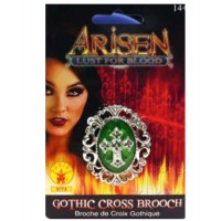 BROCHE CRUZ GOTICA VERDE