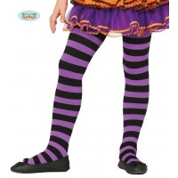 MEDIAS PANTYS 5A9AÑOS RAYA LILA/NEGRA