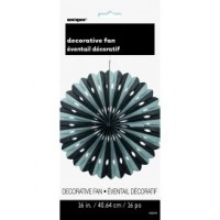 ABANICO PAPEL NEGRO/PLATA 40,6CM