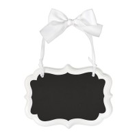 CARTEL MADERA PIZARRA LAZO BLANCO 14CM
